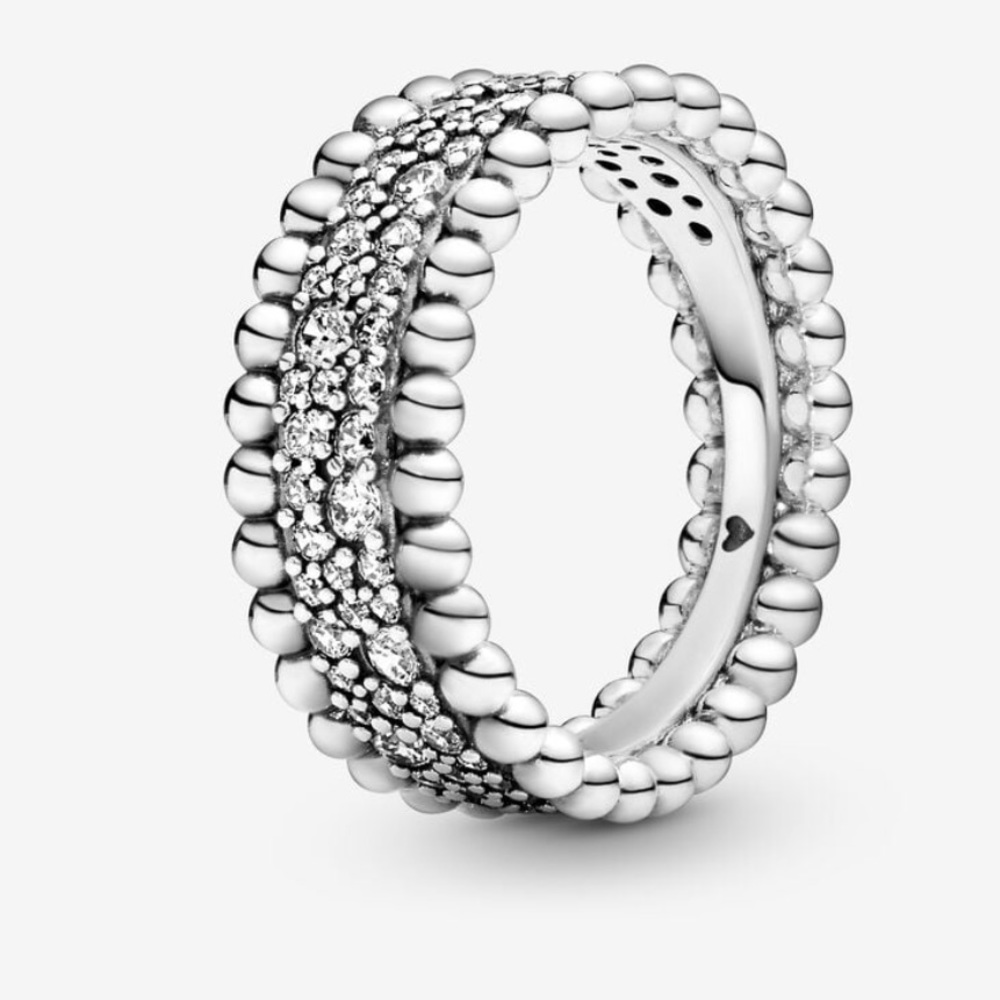 PANDORA Beaded Pave Band ring 6